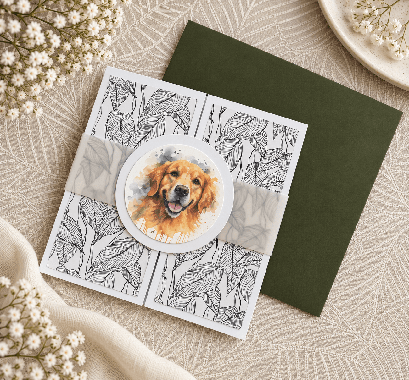 Kartka okienkowa z golden retrieverem – jedna z nowych kartek MAUKI